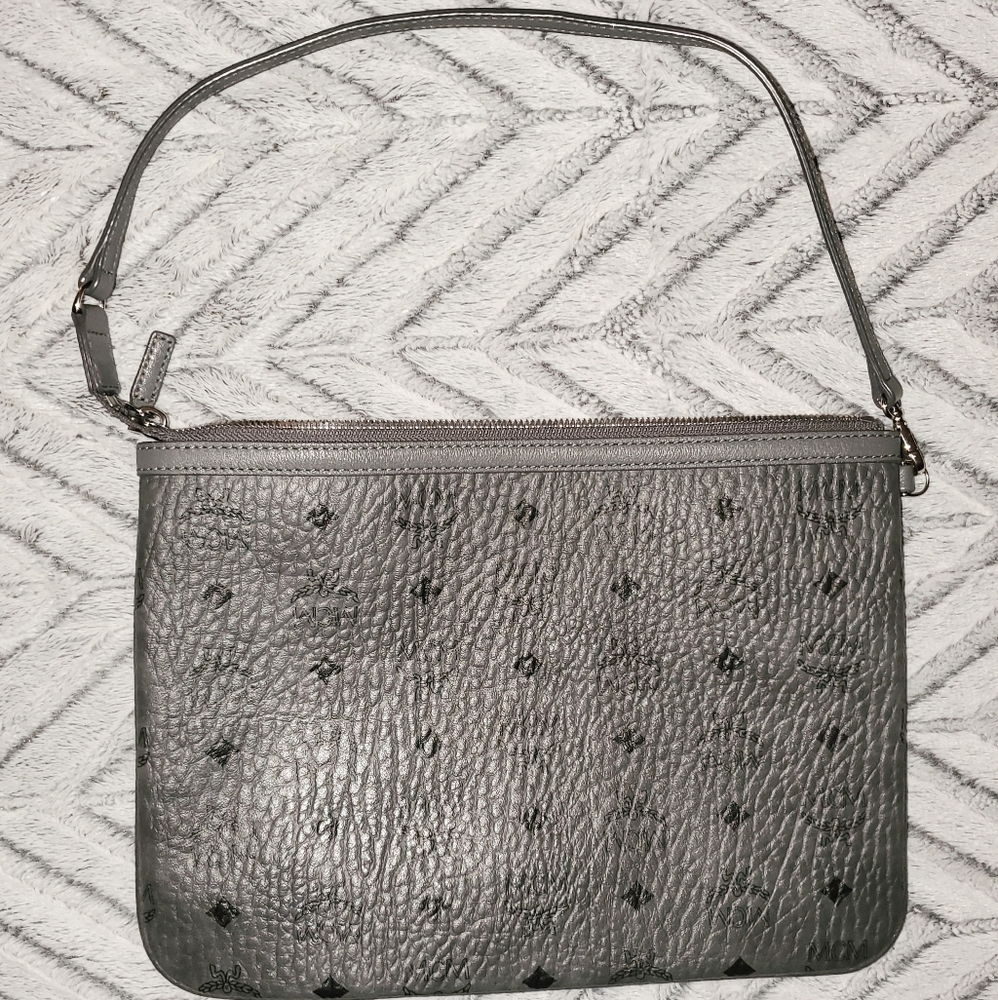 Grey and black authentic MCM clutch